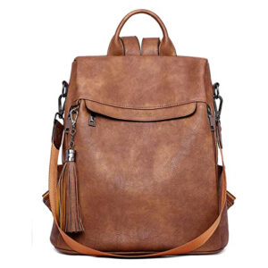 Mochila grande de cuero para viajes con correa para los hombros