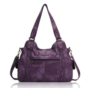 Bolso de hombro amplio de cuero lavado