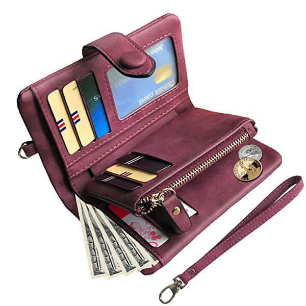 Cartera de piel plegable para mujer con ranuras para tarjetas - Imagen 2