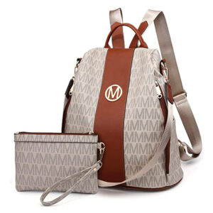 Mochila de moda con múltiples bolsillos y billetera con pulsera