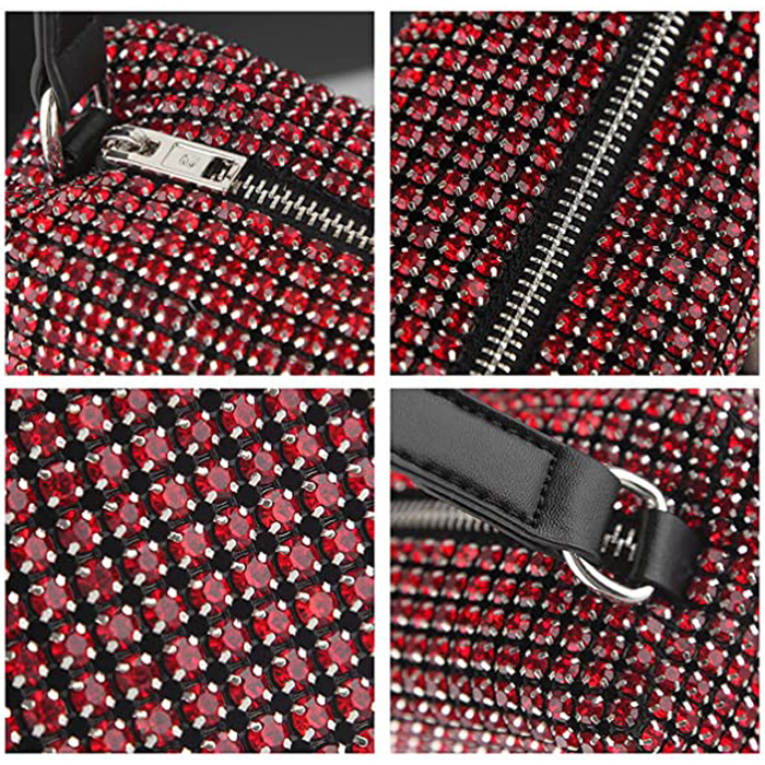 Cartera de noche con diamantes de imitación y asa superior - Imagen 4